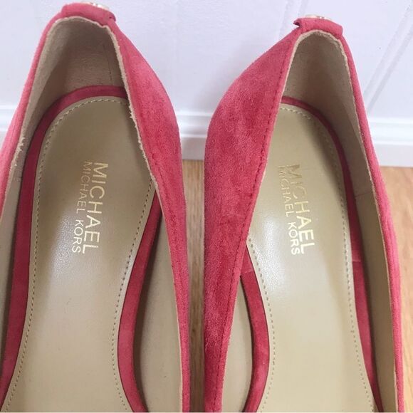 MICHAEL KORS Dorothy Flex Suede Pump Heel Pointed Toe Red Leather Size 7.5 New - Picture 5 of 13